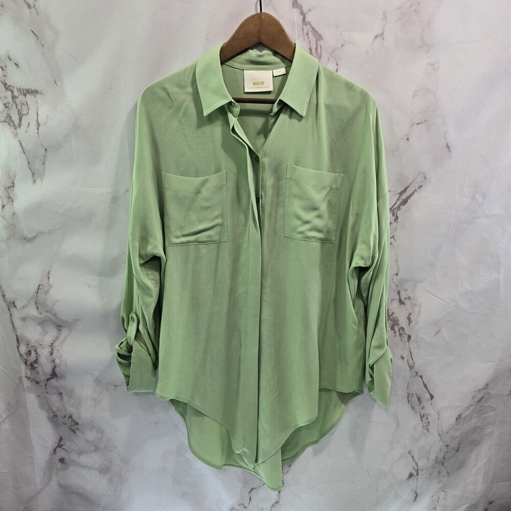 Anthropologie Shirt Womens Medium Button Front Tie Sandbridge Maeve